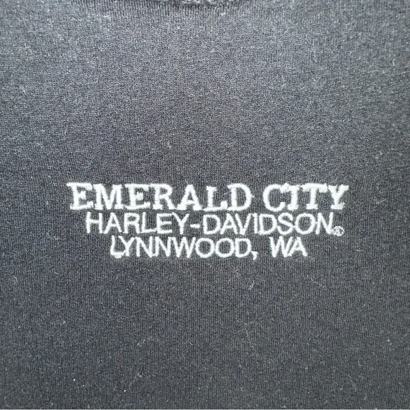 Harley Davidson Women’s Black Long Sleeve Shirt Emerald City Size S - Picture 7 of 7